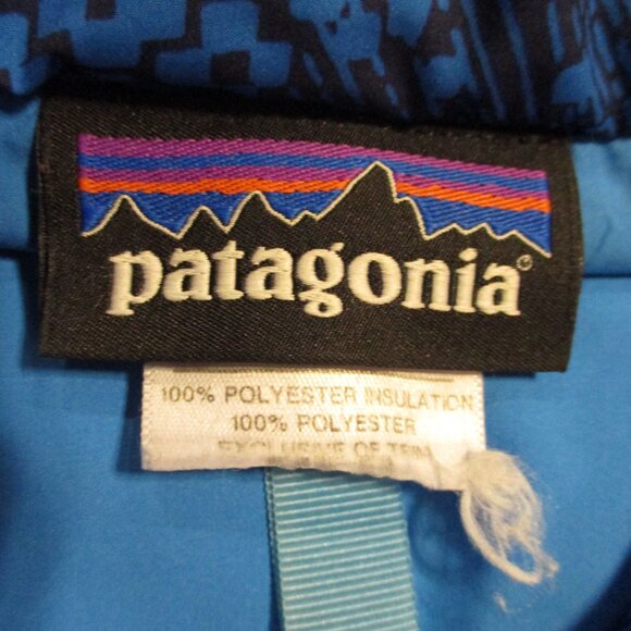 Patagonia Nano Puffer Woman Large Blue Black Full Zip Pockets Warm Outdoor Coat - Picture 9 of 10